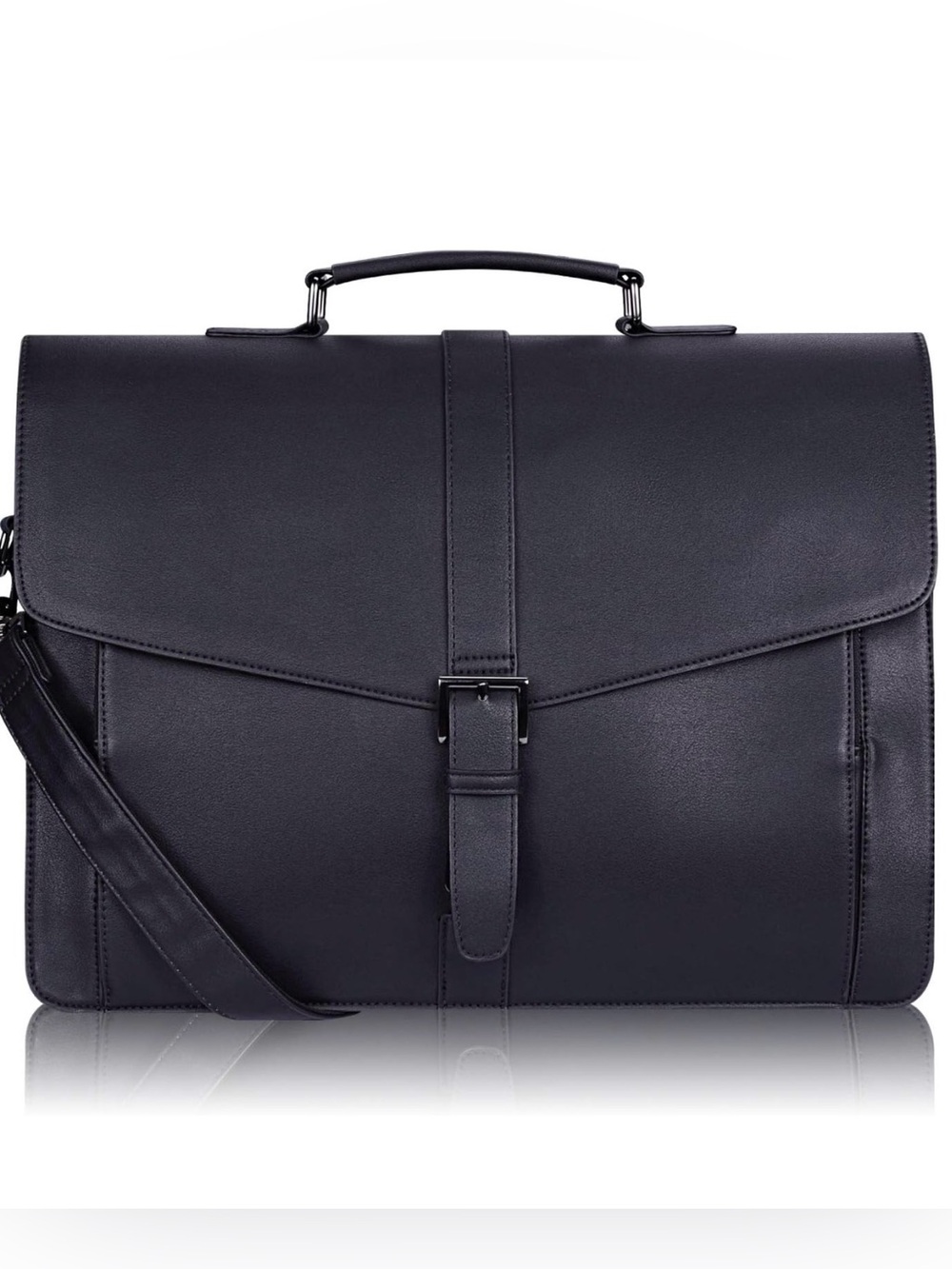 NWT - Estarer - Men’s Leather Briefcase Laptop, Business, and travel. LRG Black
